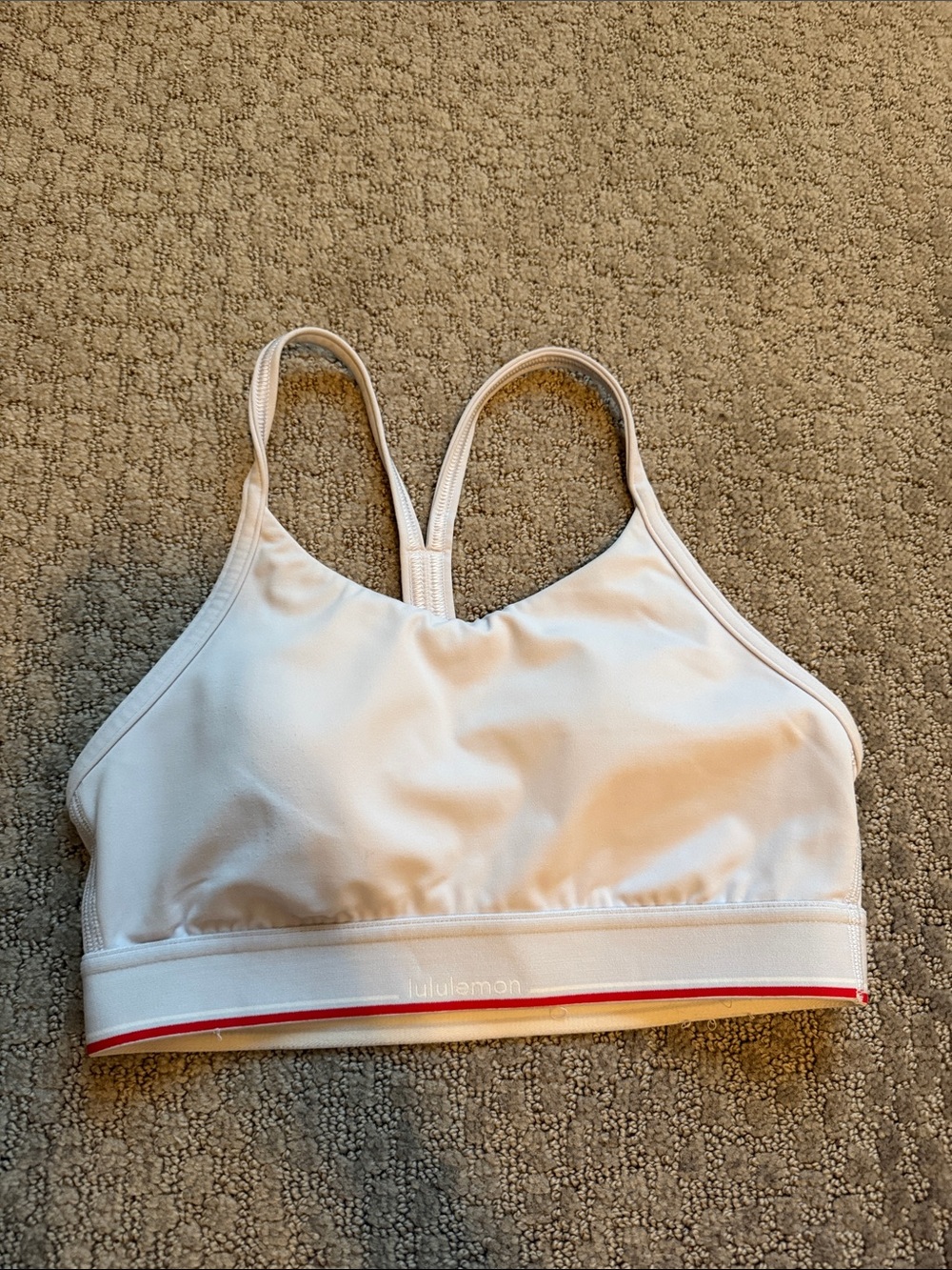 lululemon athletica gray periwinkle Strappy Swim Top with Red Trim